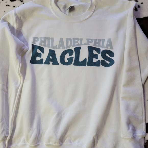 Philadelphia Eagles Football White Crewneck Sweatshirt - Picture 7 of 9